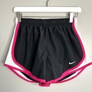 Nike women’s size small dri-fit athletic shorts black white pink 95B3
